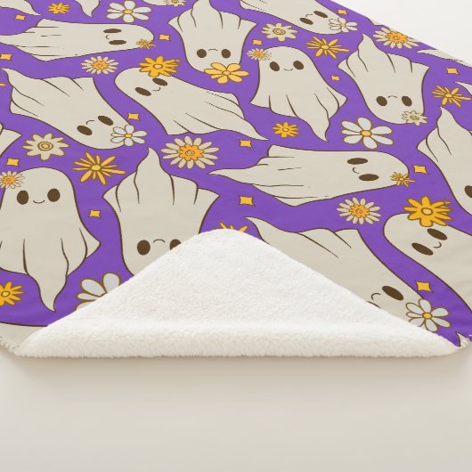 Cute Ghosts Halloween Pattern  シェルパブランケット (3/4)