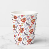 Cute ghosts Halloween watercolor patterns, 紙コップ (正面)