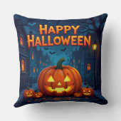 Cute Ghosts, Pumpkins & Bats Decorative Cushion クッション (裏面)