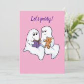 Cute ghosts reading together at Halloween 招待状 (スタンド正面)