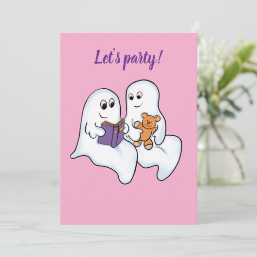 Cute ghosts reading together at Halloween 招待状 (スタンド正面)