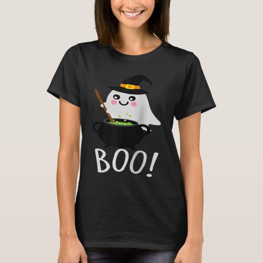 Cute Ghosts with Magic Cauldroon  Magic Potion Boo Tシャツ (正面)