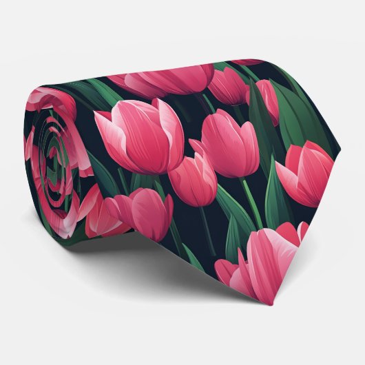 Cute Gift For Boyfriend Tulip Flower ネクタイ (ロール)