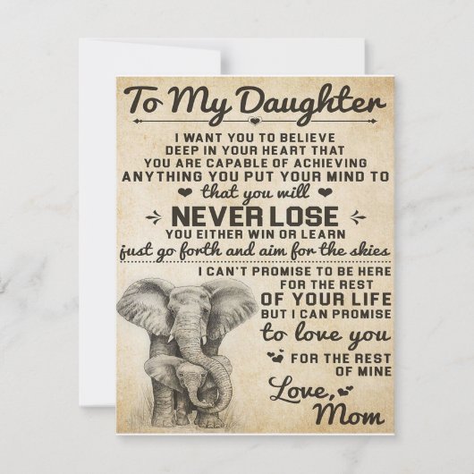 Cute Gift for Daughter, To My Daugjter Letter 招待状 (正面)