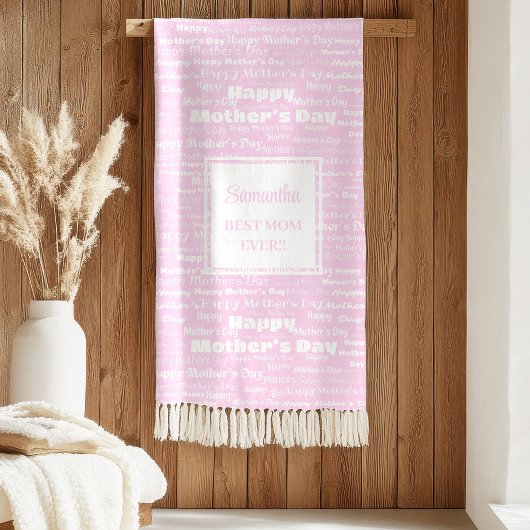 Cute Gift for Mom Hand Drawn Typography Blanket シェルパブランケット