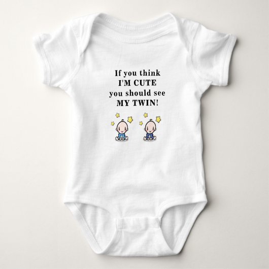 Cute gift for twins, bodysuit for twin baby boys, ベビーボディスーツ (正面)