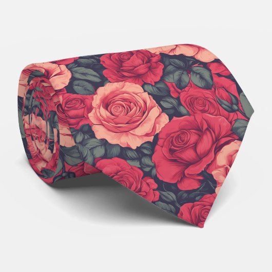 Cute Gifts For Father Rose Floral ネクタイ (ロール)