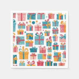 Cute Gifts in Bags and Boxes with Ribbons Pattern スタンダードカクテルナプキン