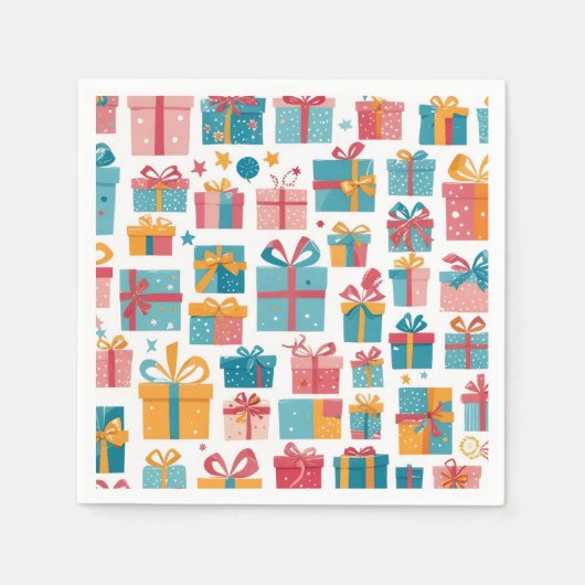 Cute Gifts in Bags and Boxes with Ribbons Pattern スタンダードカクテルナプキン (正面)