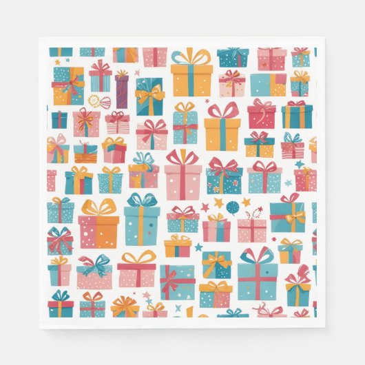 Cute Gifts in Bags and Boxes with Ribbons Pattern スタンダードランチョンナプキン (正面)