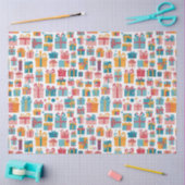 Cute Gifts in Bags and Boxes with Ribbons Pattern 薄葉紙 (クラフト)