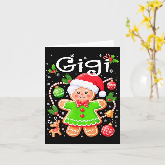 Cute Gigi Gingerbread Family Matching Christmas Co カード (黄色い花)
