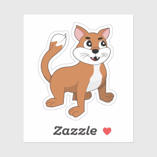 Cute ginger cartoon kitten - vinyl sticker シール (シート)