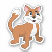 Cute ginger cartoon kitten - vinyl sticker シール (正面)