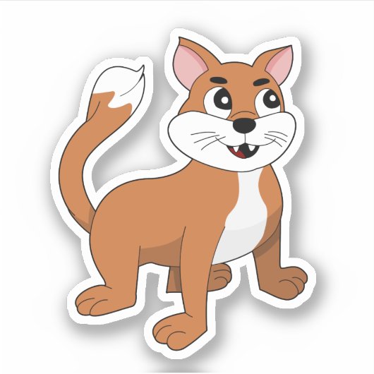 Cute ginger cartoon kitten - vinyl sticker シール (正面)