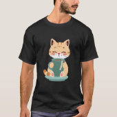 Cute Ginger Cat Hugging Cozy Coffee Teal Mug ✨🐾☕ Tシャツ (正面)