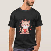 Cute Ginger Cat Hugging Red Heart Love Art ✨🐾❤️ Tシャツ (正面)