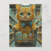 Cute Ginger Kitty Shopping For Groceries ポストカード (正面)