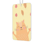 Cute Ginger Orange Cat Playing in Autumn Leaves カーエアーフレッシュナー (左)
