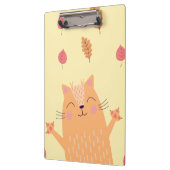 Cute Ginger Orange Cat Playing in Autumn Leaves クリップボード (左)