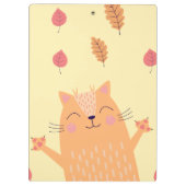 Cute Ginger Orange Cat Playing in Autumn Leaves クリップボード (裏面)