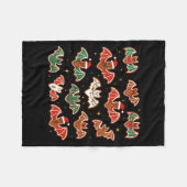 Cute Gingerbread Bats Soky Christmas Cookie Merry  フリースブランケット (正面(横))