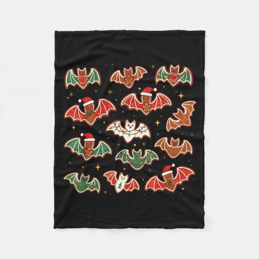 Cute Gingerbread Bats Soky Christmas Cookie Merry  フリースブランケット (正面)