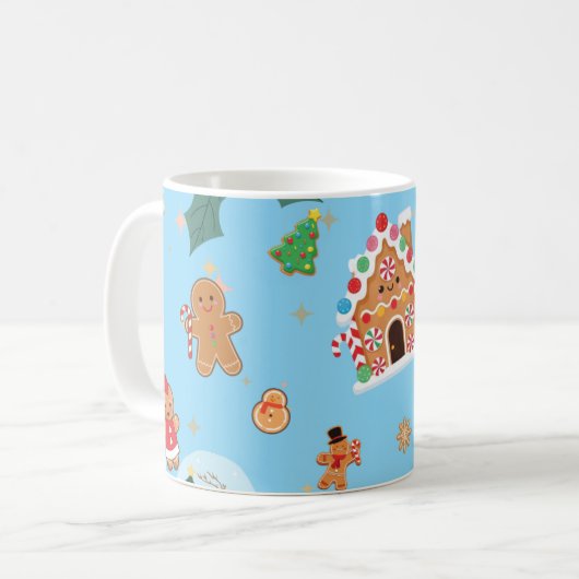 Cute Gingerbread Blue コーヒーマグカップ (正面左)