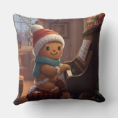 cute gingerbread boy Christmas holidayThrow Pillow クッション (裏面)