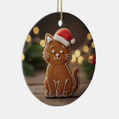 Cute Gingerbread Cat Cookie Christmas  セラミックオーナメント (右)