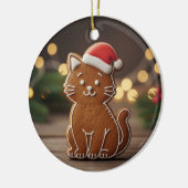 Cute Gingerbread Cat Cookie Christmas  セラミックオーナメント (左)