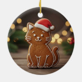 Cute Gingerbread Cat Cookie Christmas  セラミックオーナメント (裏面)