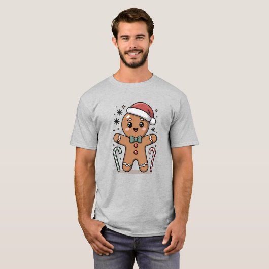 Cute Gingerbread Christmas Cartoon Design Tシャツ (正面フル)
