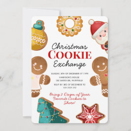 Cute Gingerbread Christmas Cookie Exchange Party 招待状