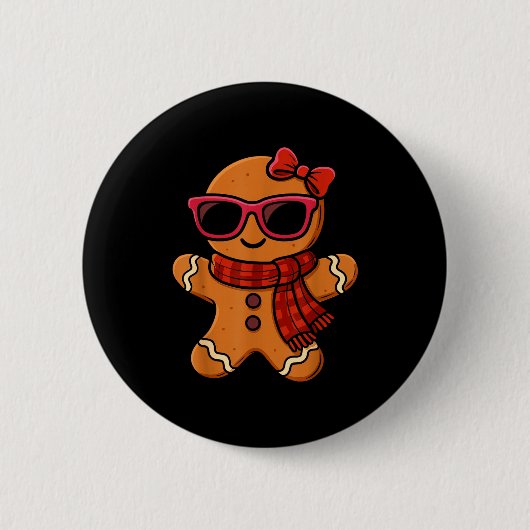 Cute Gingerbread Christmas For Women Girls Xmas  缶バッジ (正面)