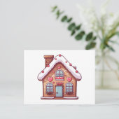 Cute Gingerbread Christmas Holiday House シーズンポストカード (スタンド正面)