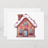 Cute Gingerbread Christmas Holiday House シーズンポストカード (正面/裏面)