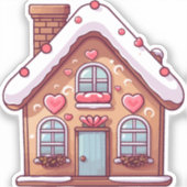 Cute Gingerbread Christmas Holiday House シール (正面)