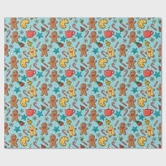 Cute Gingerbread Christmas Pattern ラッピングペーパー (フラット)