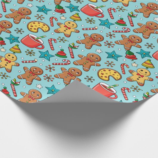 Cute Gingerbread Christmas Pattern ラッピングペーパー (角)