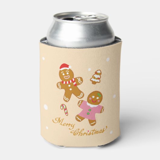 Cute Gingerbread Christmas Personalized Can Cooler 缶クーラー (缶正面)