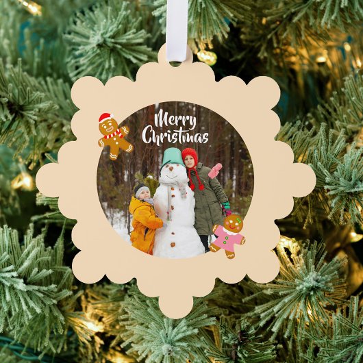 Cute Gingerbread Christmas Photo Ornament Card  オーナメントカード