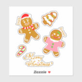 Cute Gingerbread Christmas Script Personalized  シール (シート)