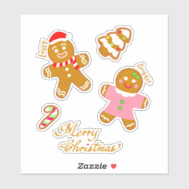 Cute Gingerbread Christmas Script Personalized  シール