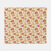 Cute Gingerbread Christmas Seamless Pattern フリースブランケット (正面(横))