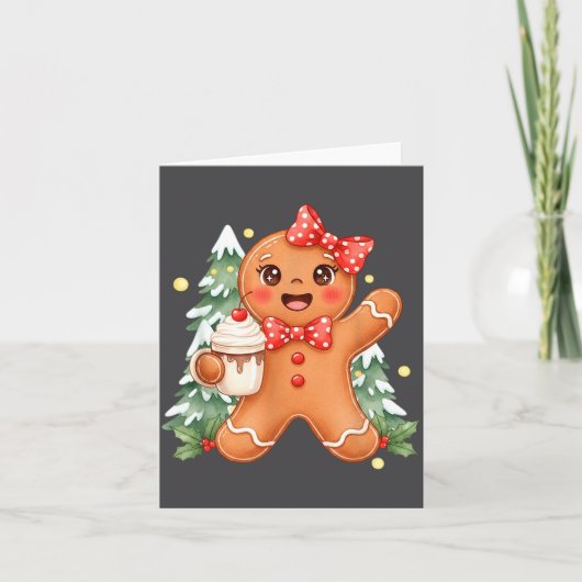 Cute Gingerbread Christmas Snow Xmas For Men Women カード (正面)