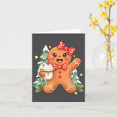 Cute Gingerbread Christmas Snow Xmas For Men Women カード (黄色い花)