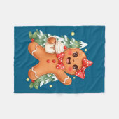 Cute Gingerbread Christmas Snow Xmas For Men Women フリースブランケット (正面(横))