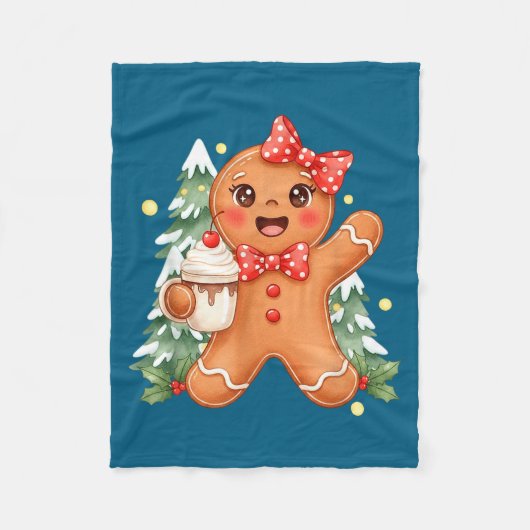 Cute Gingerbread Christmas Snow Xmas For Men Women フリースブランケット (正面)