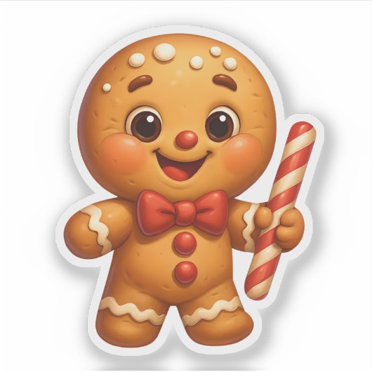 Cute Gingerbread Christmas Sticker シール (正面)